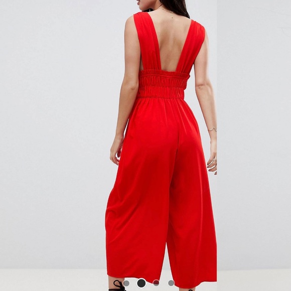 ASOS Ruched Waist Plunge Jumpsuit - Picture 2 of 3